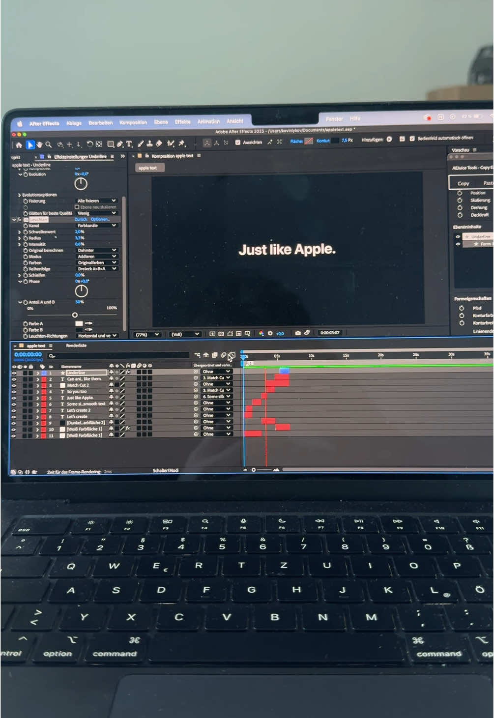 Animierter Text im Apple Style. #aftereffect #motiondesign #videoedit 