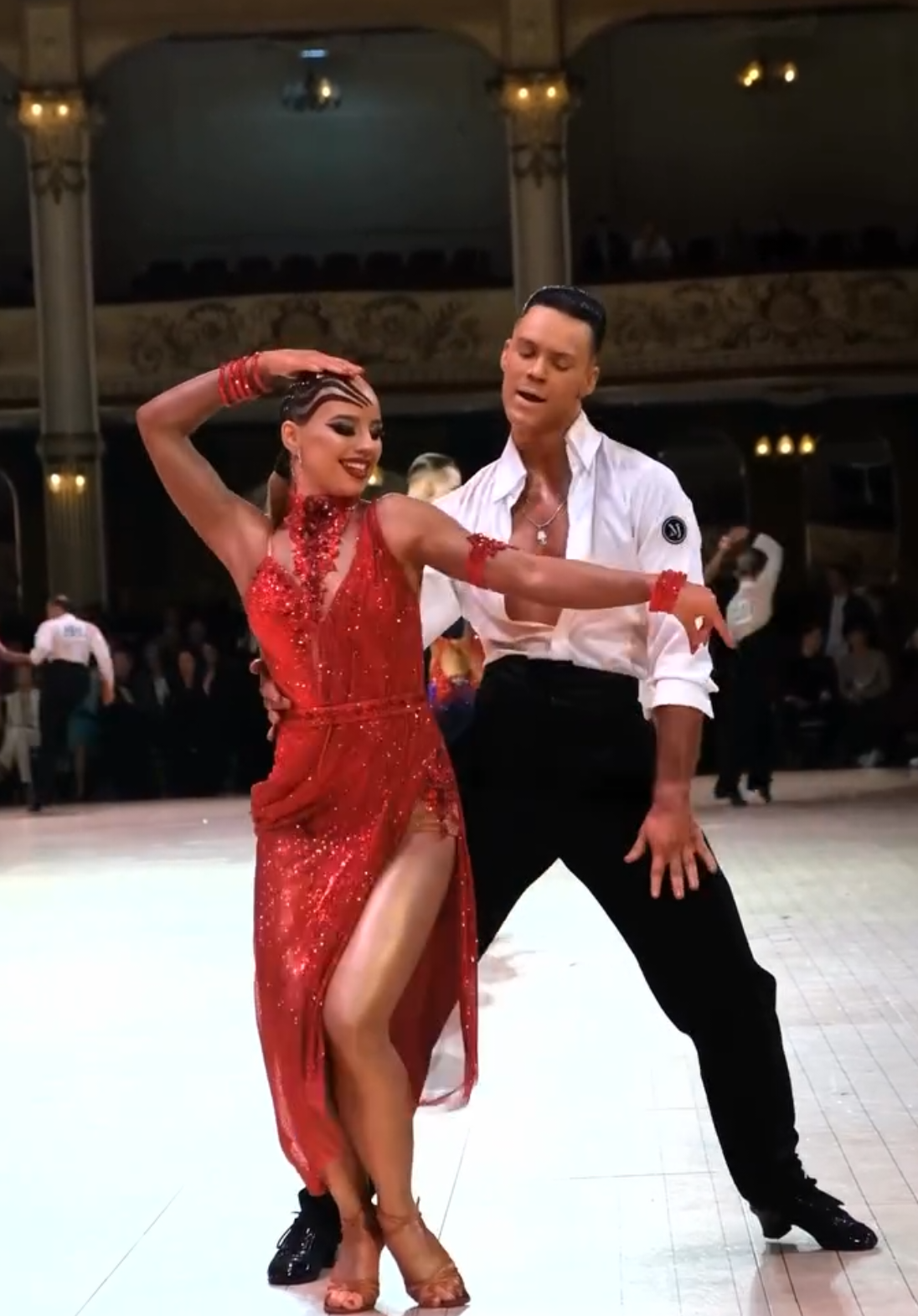 Augustine and Beatrice showed off their skills in this intense final, securing a spot in the Top 4! 🔥❤️ 📅 2025 #WDSF World Challenge Cup Latin Rising Stars 📍 Winter Gardens, Blackpool 📸 @dsi.tv 💃 Beatrice Rupslaukyte 🕺 Augustinas Trinkus #wearedancesport #wdsf #dancesport #dance #latin 