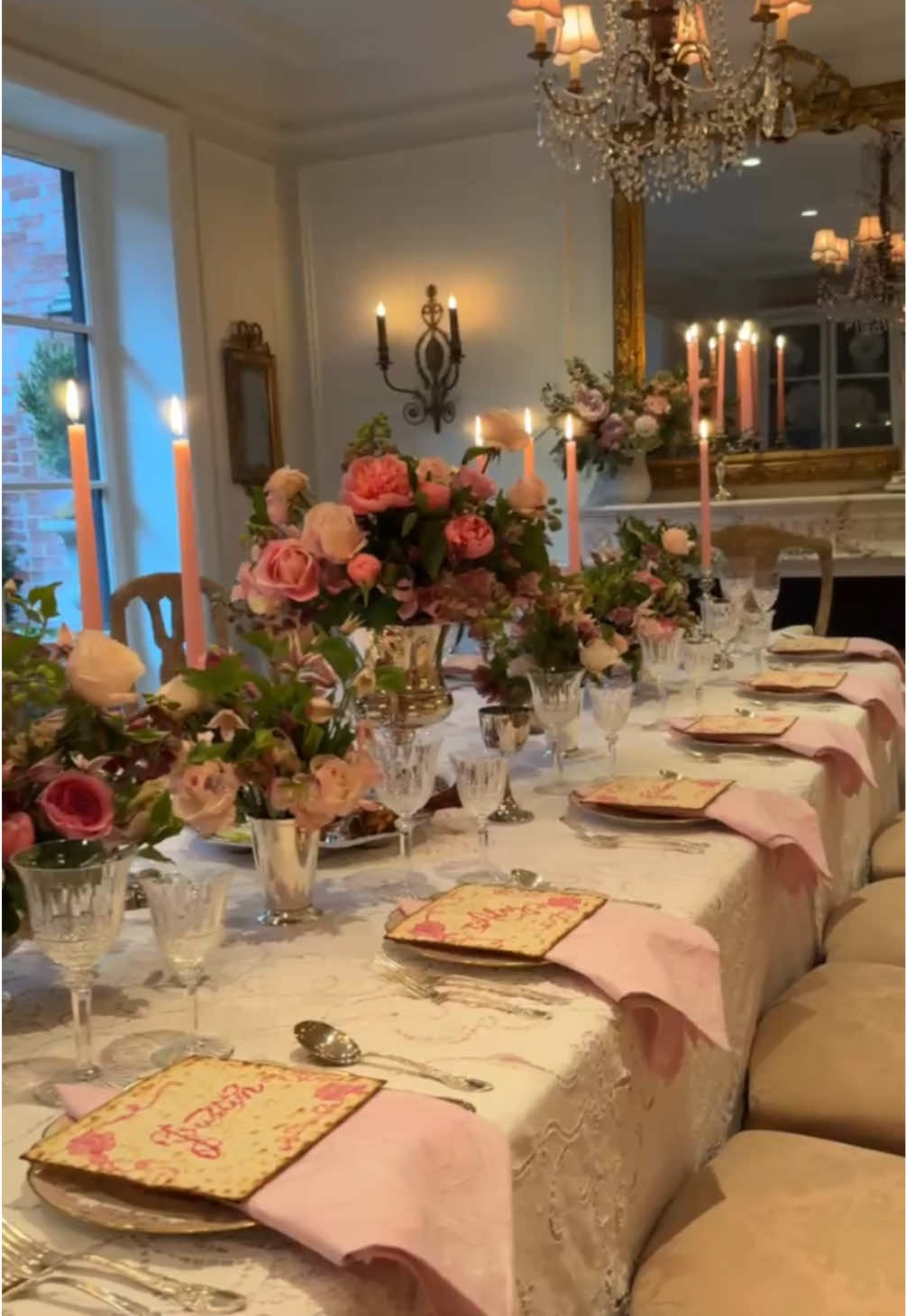 Pink is for Passover 🩷 Happy Passover from our home to yours, one of our favorite nights of the year to celebrate with friends, family, and a beautiful LoveShackFancy pink tablescape @Rebecca Hessel Cohen 🩷 #passover #family #tradition #Love #matzah #tablescape 