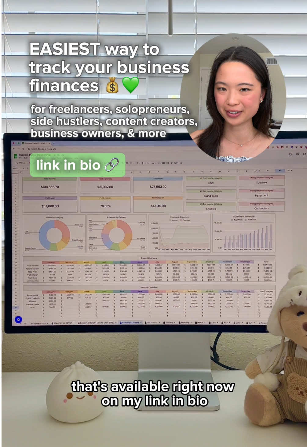 easiest way to track your business finances for freelancers, solopreneurs, side hustlers, content creators, business owners, self-employed individuals, and more 💰💚 includes a set up page to customize your preferences, monthly income & expense dashboard, annual dashboard, estimated tax tracker, plus a step-by-step video tutorial 🤍 you can download this in my link in bio 🔗 #business #bookkeeping #spreadsheet #expensetracker #businessowner #freelancer #solopreneur #contentcreator #sidehustle #SmallBusiness #selfemployed #money #moneymanagement  #finance #googlesheets