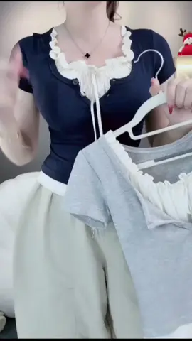 áo thun tăm cộc tay phối bèo #tiktok #xuhuong #thinhhanh #aothuntam 