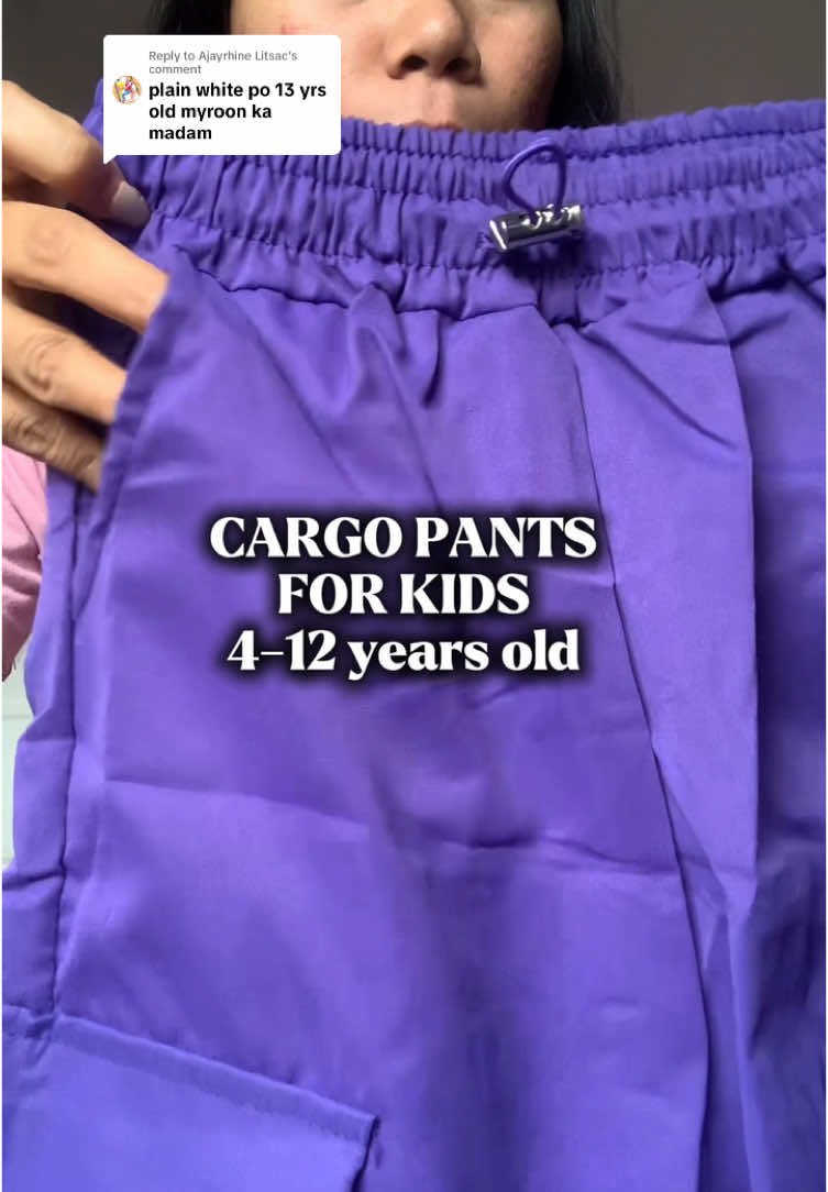 Replying to @Ajayrhine Litsac wala pong white , pero meron ibang color Po sa pants, purple,red,black,green,grey po maganda din po😊 #pants #cargopants #baggypants #unisex 