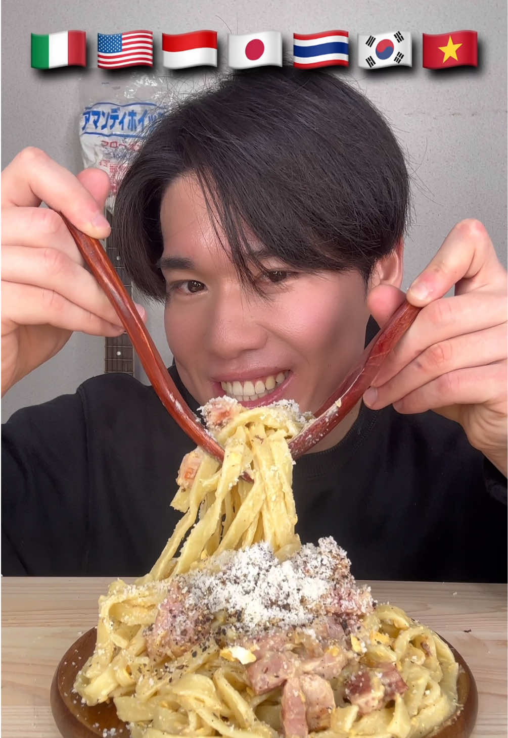 パスタをグローバルスタイルで食べ比べ🍝🌍#パスタ #飯テロ #大食い #mukbang #asmr #food 