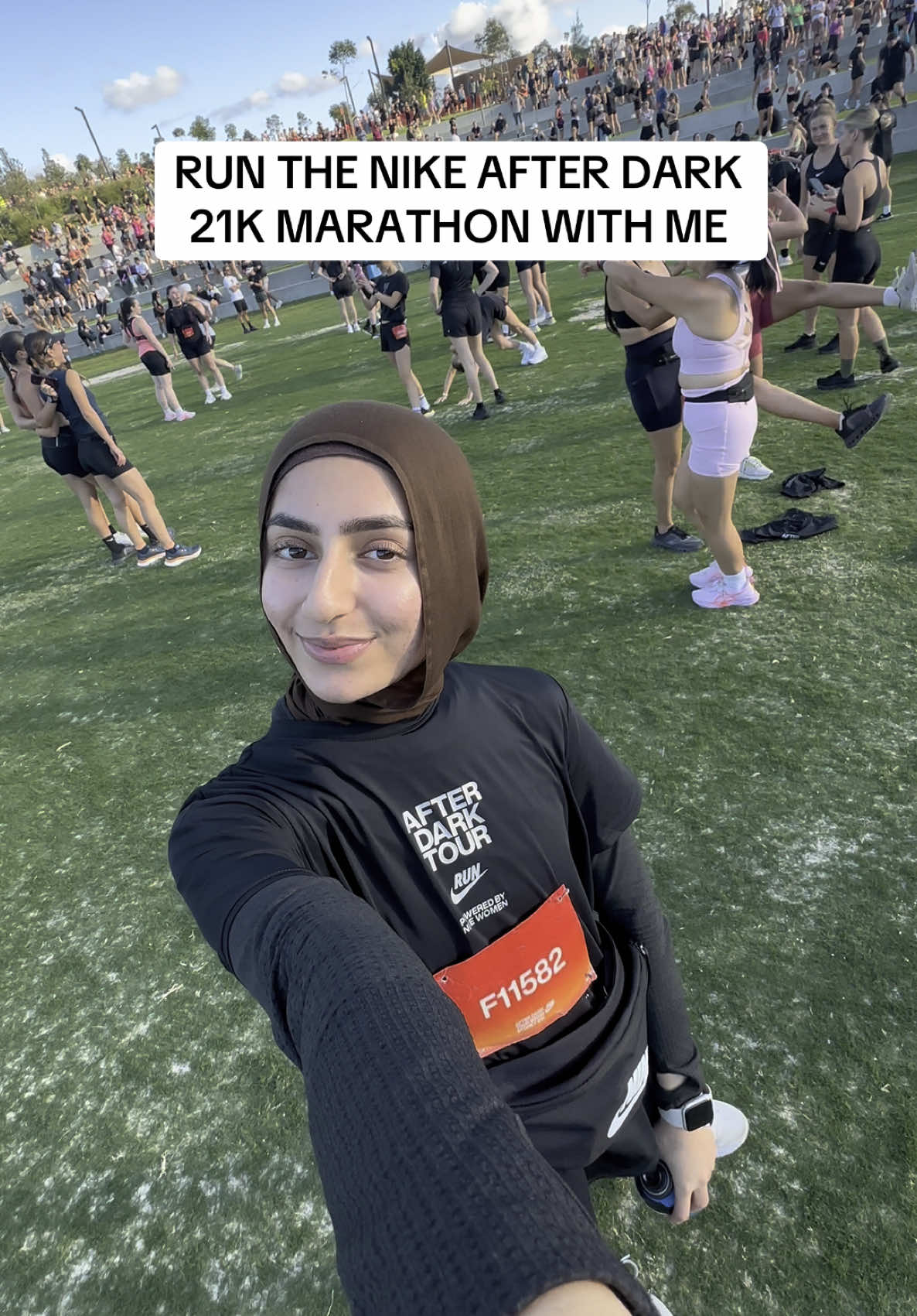Doing it alone was lowkey scary BUT SO WORTH IT IN THE END🫶🏽😫 #fyp #nikeafterdarktour2025 #halfmarathon #Running #sydney 