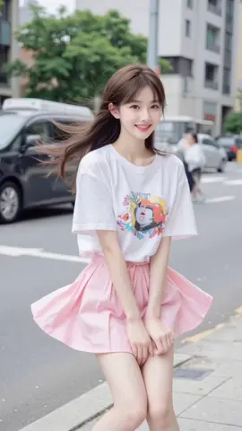 春風とミニスカ美少女　#ai美少女 #ミニスカ 