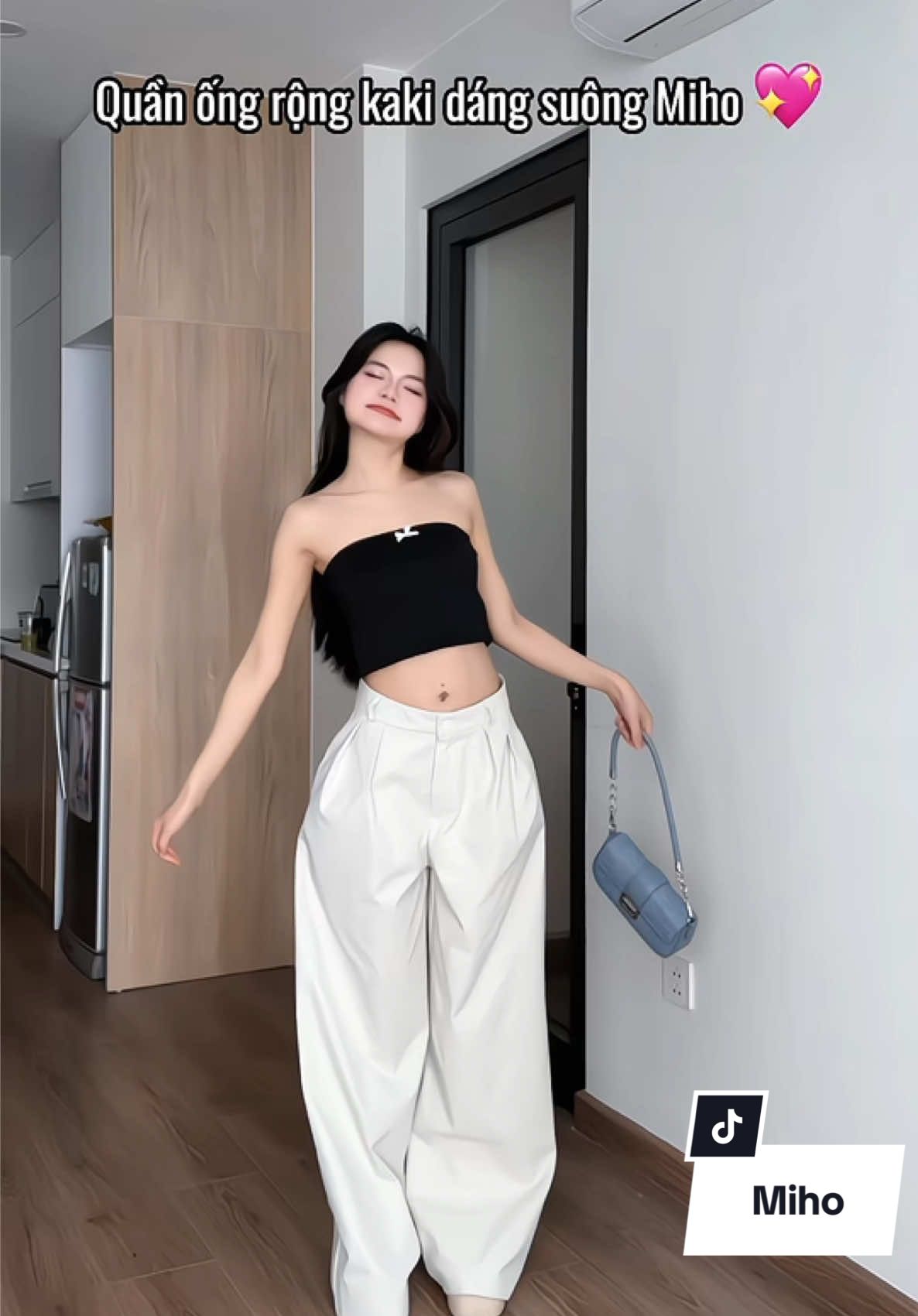 Quần ống rộng kaki tôn dáng lắm nhé #linhlipreview #miho #mihohouse 