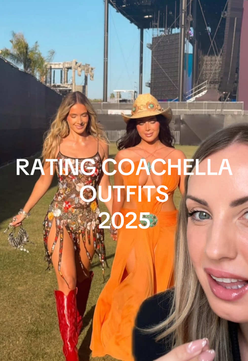 Let’s rate some more @coachella outfits!!  #coachella2025 #coachella #sophiaandcinzia #coachellaoutfit #coachellaoutfits 