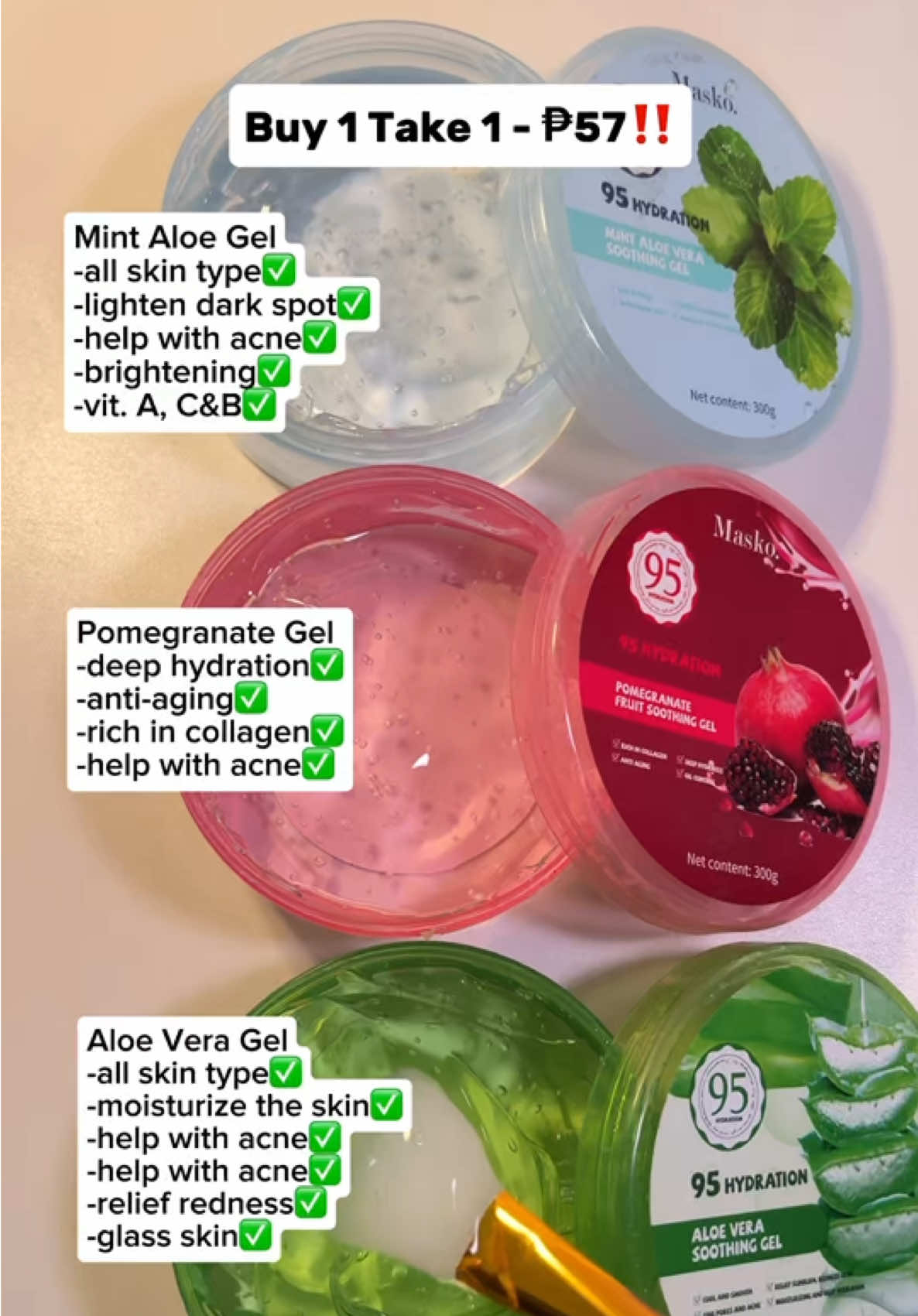 Buy 1 Take 1 for less than 60 pesos?!😭 #aloevera #soothinggel #aloeverasoothinggel #moisturizer #moisturizerviral #fyp 