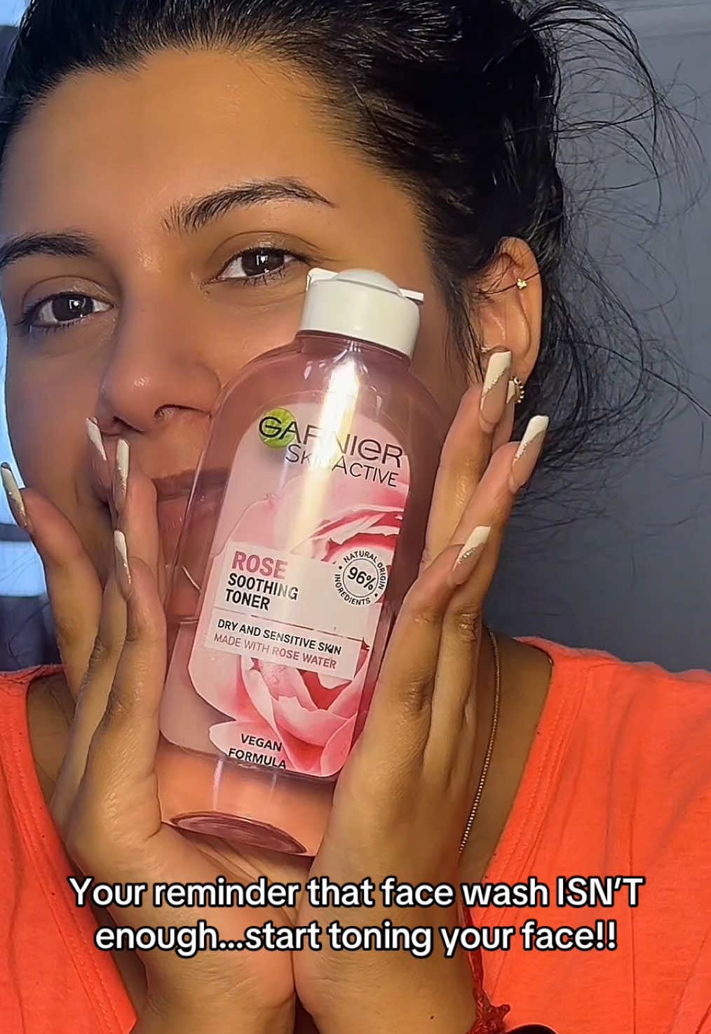 Toner is a must!!! I’m using the @Garnier Rose Soothing Toner  #skincareroutine #morningroutine #garnier #toner #brownskin #tamil #fypシ゚ 
