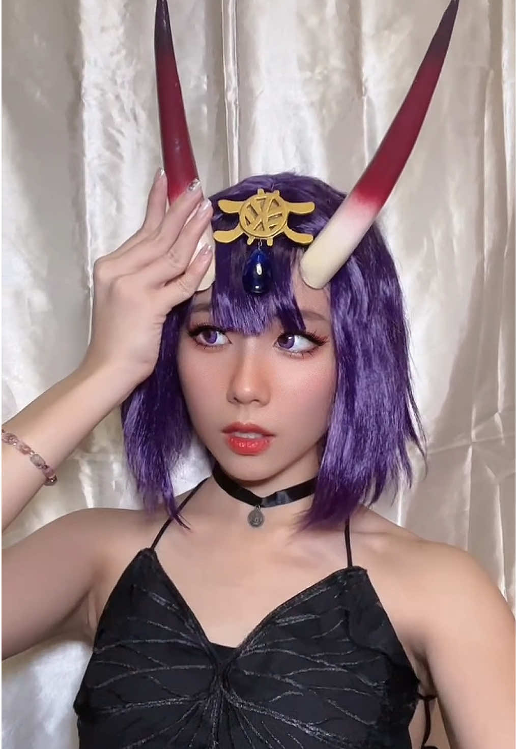 From zero to oni real quick… Shuten Dōji has entered the chat. #cosplaytransition #fatecosplay #shutendouji #animeglowup 