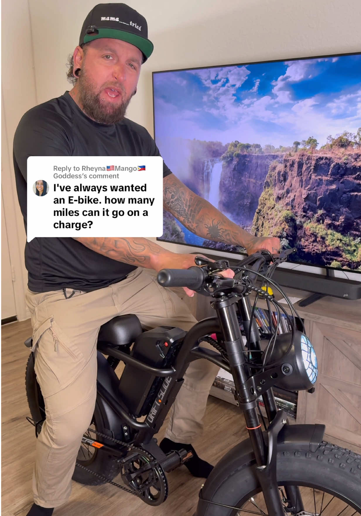 Replying to @Rheyna🇺🇸Mango🇵🇭Goddess 50 miles on a single charge. This is the coolest e-bike in town. Come into my live and check it out. #ebike #electricbike #motorbike #bike #motorcycle #moped 
