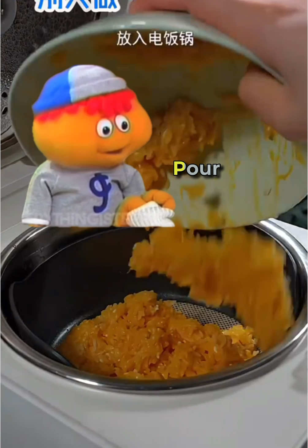 Add as much water as usual to cook the rice. Press the cook button directly #gerbert #changecolor #pumpkin 