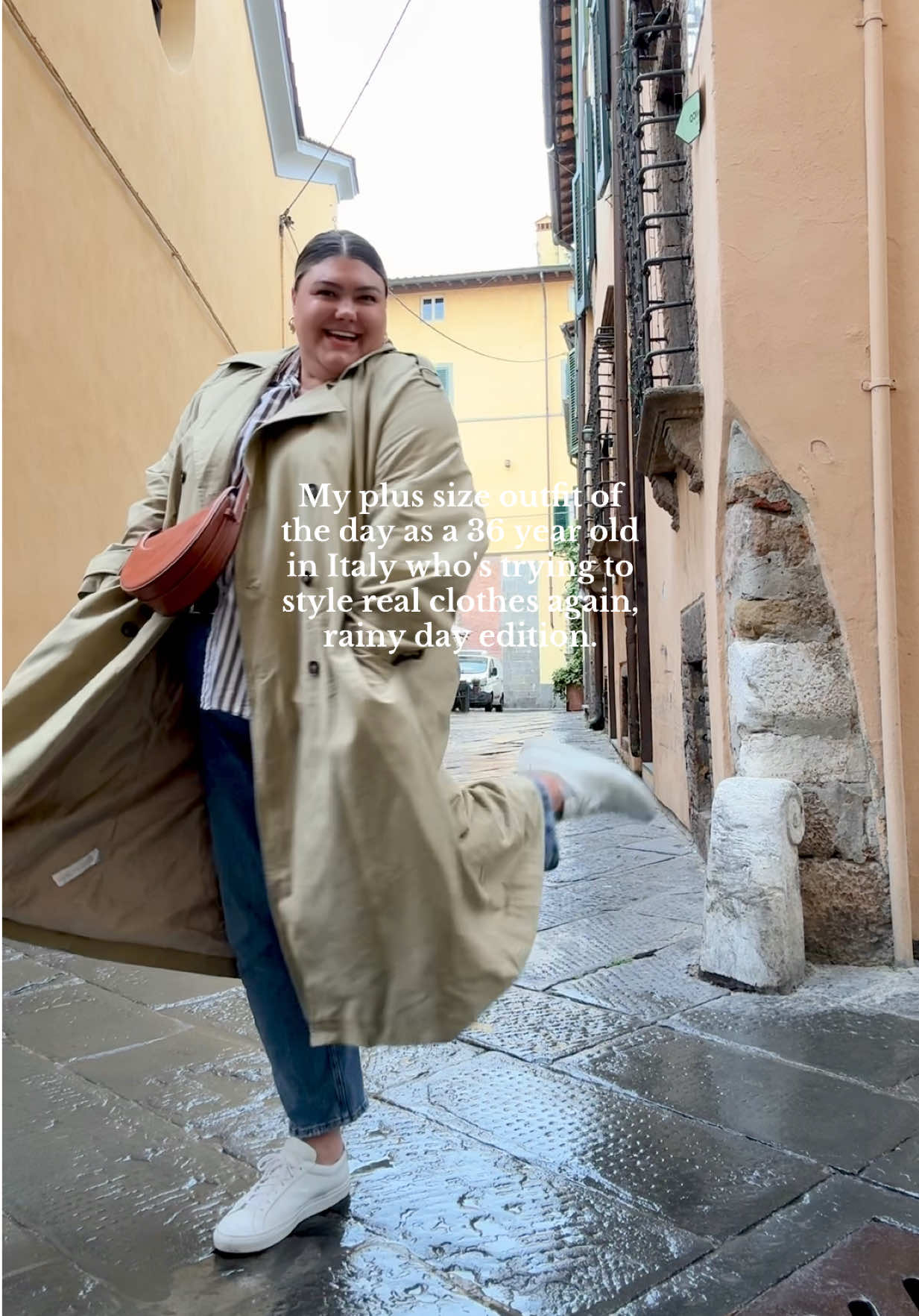 Looking a hot mess in the rain but still wanted to document the fit #plussizefashion #plussizetravel #neutralstyle #psootd #OOTD #plussizefashioninspo #outfitcheck 