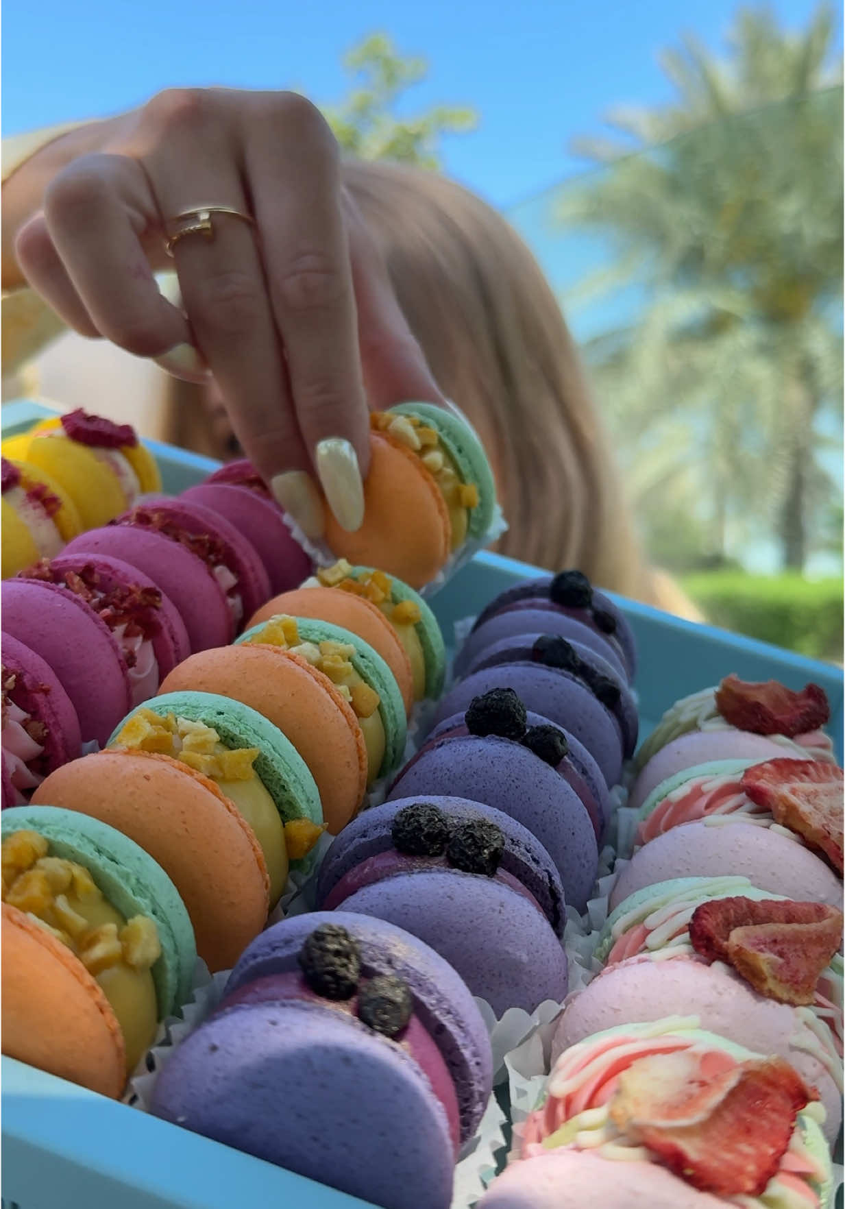 Just me enjoying some macarons and taking a little break ☕️ They’re so soft, sweet, and just melt in your mouth 🫠 Sometimes all you need is a coffee and a few of these to feel better 💖🍬 Instagram: bunmacarons_official  📍Delivery all over 🇦🇪 #foodblogger #asmr #fyp #Foodie #mukbang #asmrfood #dubai #macarons #sweets #mukbangasmr 