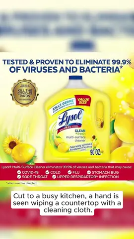 Lysol Multi-Surface Cleaner, Sanitizing and Disinfecting Pour, to Clean and Deodorize, Sparkling Lemon and Sunflower Essence, 90 Fl Oz