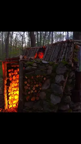 Bushcraft Shelter for SURVIVAL. Building a WOOD and ROCK Dugout & Fireplace. Fishing Camping#Camp #survival #survivaltips #survivalskills #forest #satisfying #solotravel 