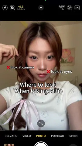 Where to look when you’re taking selfie ✨ #pinterest #photoideas #poses #selfie 
