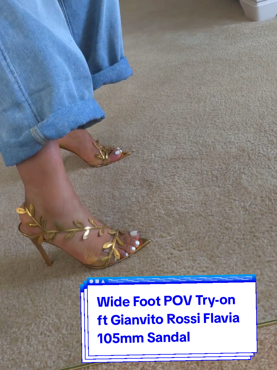 Wide Foot POV Try-on and Sizing Guidance ft Gianvito Rossi Flavia 105mm Sandal in Gold @Gianvito Rossi @The RealReal  #therealrealfinds #widefeet #widefeetproblems #fashiontiktok #widefoot #fashioninspo #gianvitorossiheels #gianvitorossi #gianvitorossisandals #greeksandals #greciangoddess 