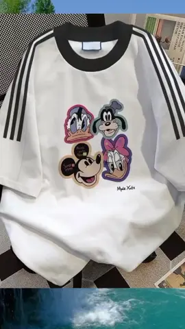 Tshirt Kaos Garis Tiga Oversize | Motif Kartun Mickey Mouse | Distro Style | 100% Cotton