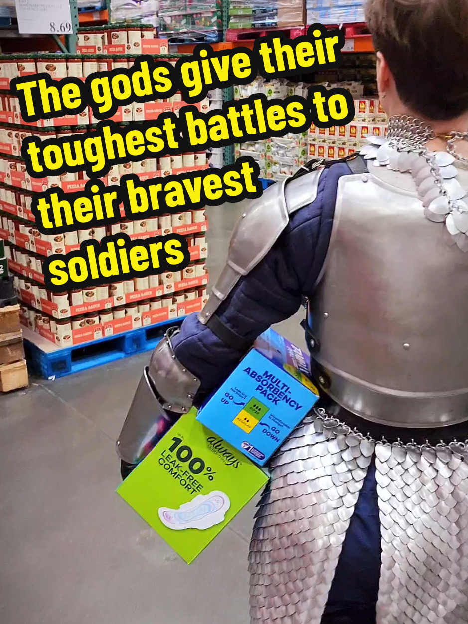 Did we intend to make a Costco run after filming on location this morning? No. Did we realize it was absolutely necessary on the way home? Yes. 😂 #knight #paladin #armor #dndcosplay #medieval #medievaltiktok #larp #larptok #cosplay #renfaire 