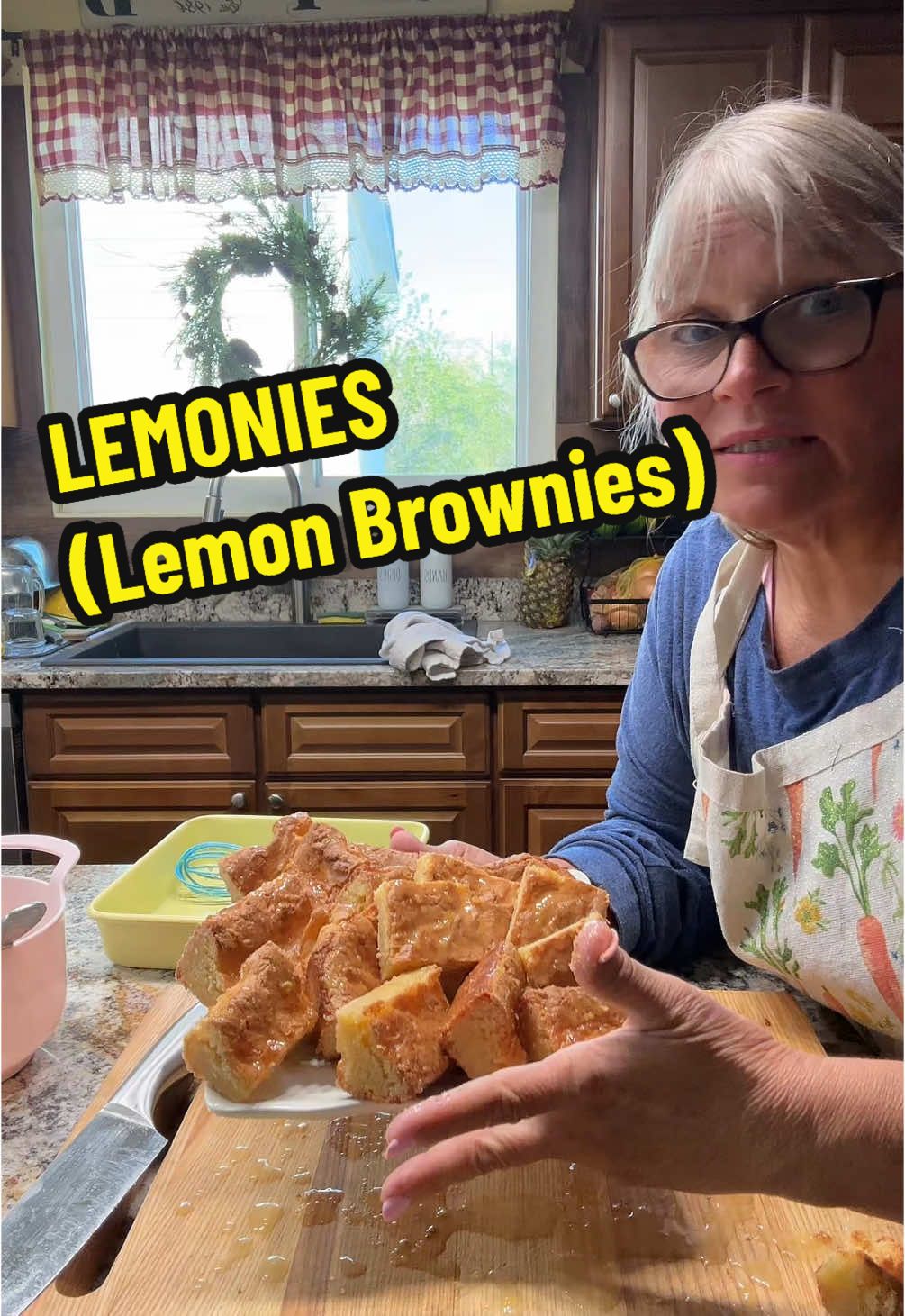 #lemonies #lemonbrownies #lemondessert #easterdessert #easterseries #easter #brownies #fyp #fypage #fypシ #fypageシ                                   ½ cup unsalted butter, melted * 1 ½ cups sugar * 1 lemon, zested * 1 egg + 2 egg yolks * 1 tablespoon lemon juice * 1 ½ cups all-purpose flour * ¾ teaspoon baking powder * ½ teaspoon fine sea salt For the glaze: * ¾ cup powdered sugar * 1 ½ tablespoon lemon juice * Zest of ½ a lemon 1. First, preheat the oven to 350, and have an oven rack in the center position. Have ready an 8-inch square pan lined with parchment paper in one direction (with long handles on one side for easy lifting), if your brownie pan isn't non-stick. 2. Combine the melted butter, sugar, lemon zest in a medium bowl. Whisk together well. 3. Next, whisk in the egg and 2 egg yolks very well. Reserve the two extra egg whites for another use. 4. Add the lemon juice and whisk again. 5. Finally, sprinkle the flour, baking powder and salt evenly over the bowl and stir to combine.  6. Spread the mixture in an 8-inch square pan. Bake for 25-27 minutes, until the edges are starting to crackle and turn golden brown. Remove the brownies from the oven and let cool slightly. 7. To make the glaze: whisk together the powdered sugar lemon juice and lemon zest. Pour over the brownies and serve. Notes *You can get away with only 1 egg + 1 egg yolk in this recipe, if you like. For extra fudgey results, use one whole egg + 2 egg yolks.