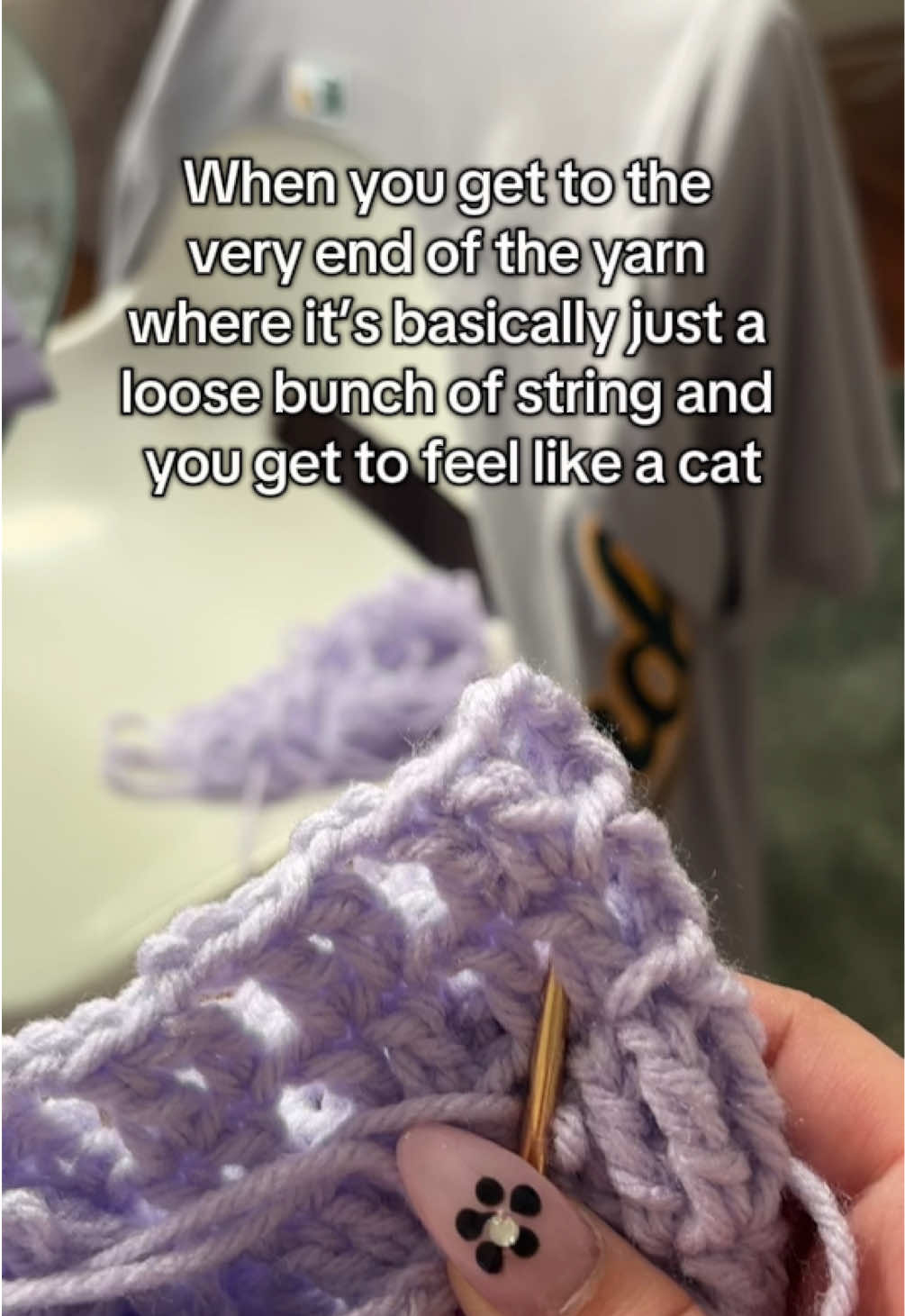 I didn’t win yarn chicken but I got to experience what it would be like as a spoiled cat #crochettiktok #crochethumor #yarnchicken #crochetersoftiktok #crochetblanket #yarntok #catwithyarn #fypシ 