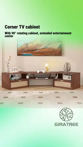 📺✨ This 79in Boho TV Stand looks amazing in my living room! The rotating cabinets and adjustable shelves keep everything tidy and organized. 🏡💫 #Giratree #Giratreefurniture #BohoVibes #LivingRoomStorage