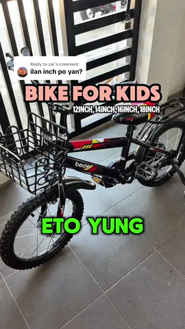 Replying to @zai. 16inches Goods for 6-9 Years Old Bike For Kids 3-12 Years Old available from 12inches 14inches 16 inches and 18inches #bikekids #kidsbike #bike #bicycle #balancebikekids #bicycles 