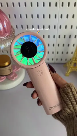 this mini fan is so aesthetic! Orashare’s newest portable fan with RGB lights! 😍🌈 #orashare #minifan #portableminifan #minifanwithlights #portablefan #orashareHF16pro #Tech