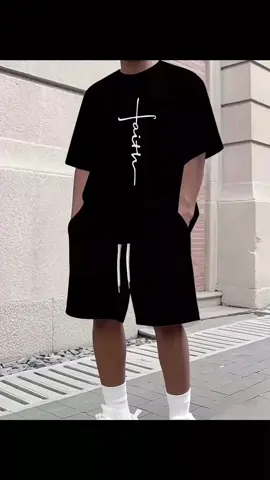 2025 Summer New Men's Casual 2pcs Set: Color Block Digital Print T-Shirt & Drawstring Shorts - Breathable, Soft Polyester Blend for Summer Outdoor Activities#fyp #tiktok #tshirts #2pcset #tiktokshop #shorts 