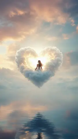 Floating in love, wrapped in clouds and golden light. #dreamylove #cloudscape #fantasyvibes #heartsky #aiart #klingai 
