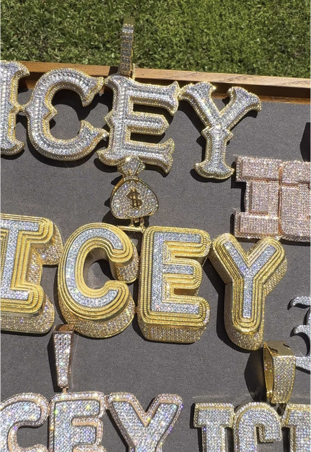 Ready to shine?✨ Customize any letters or numbers 💎 www.iceypyramid.com 💎 . . . #custom #icedout #hiphop #rap #rapper #jewelry #vvs #moissanite #luxury #rich #miami #luxurylife 