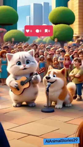 Singing cat and dog #viral #shortvideo #cat #dog #ai #fyp  #follow #like 
