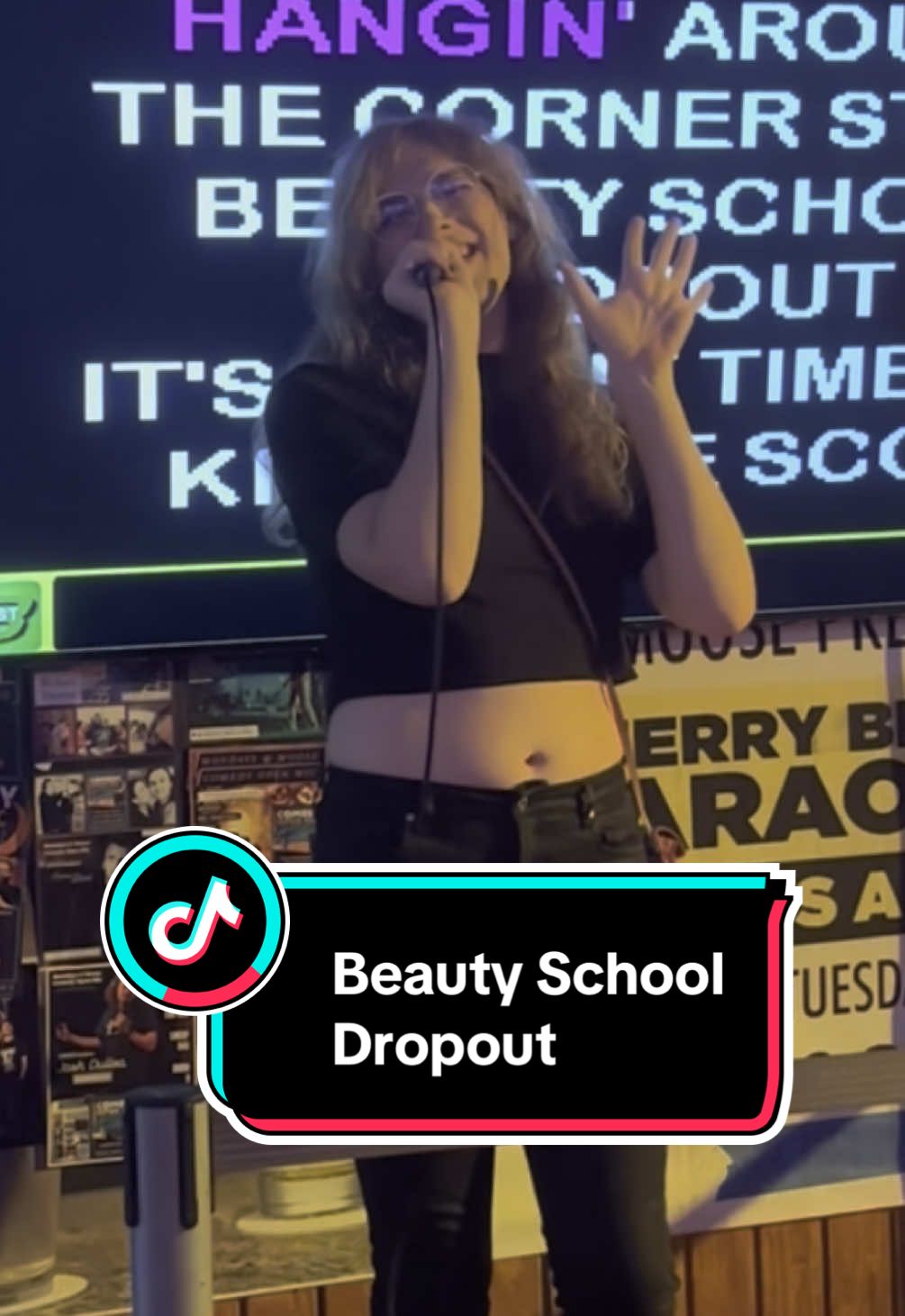 She literally JUMPED out of her chair #singer #karaoke #trans #fyp #beautyschooldropout #grease #showtunes #theatre 