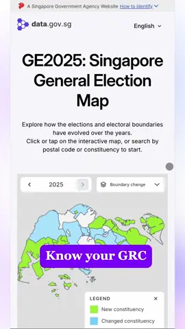 Do you know which GRC you’re in for this year’s elections? Curious about electoral boundary changes or past election data? Stay informed as citizens in this election year with elections.data.gov.sg. Explore interactive features and discover how elections have evolved over the years. 💬 Which feature do you find most useful? Let us know in the comments! #GE2025 #elections #Singapore #generalelections #datagovsg 