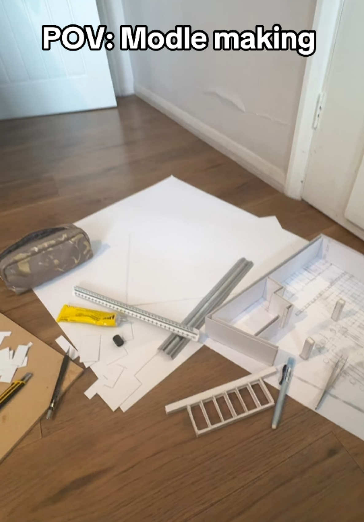 Model making is no joke😭  #modelmaking #interiordesign #architecture #uniwork #unimemes #unistudent #struggle #fypppppppppppppp #fyp 