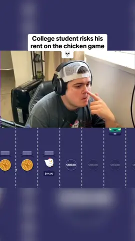 College student risks his rent on the chicken game 💀 #kickstreaming 