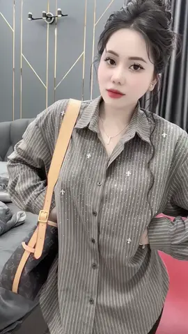 Áo Sơ Mi Kẻ Đính Đá Ép Máy