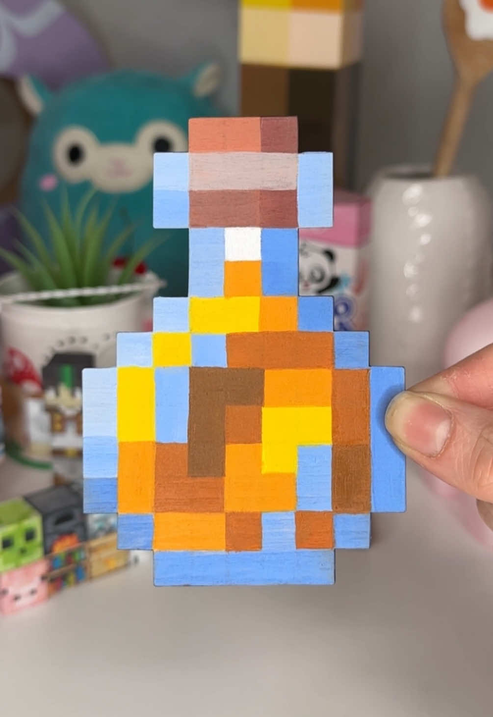 Making a minecraft honey bottle in real life! 🍯  #DIY #fyp #minecraftdiy #minecraftirl #painting #art #roomdecor #minecraftmovie