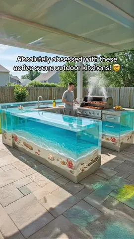 These active scene outdoor kitchens look absolutely stunning! 👏👏 #backyardvibes #patiomakeover #tiktokmademebuyit 