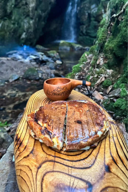 Double mixed toast with beef roast sausaga in natural 🪵🔥🥩💦 #outdoorcooking #cookingasmr #Recipe #leon #cookingnature #camping #foodtiktok #cooking #sausage 