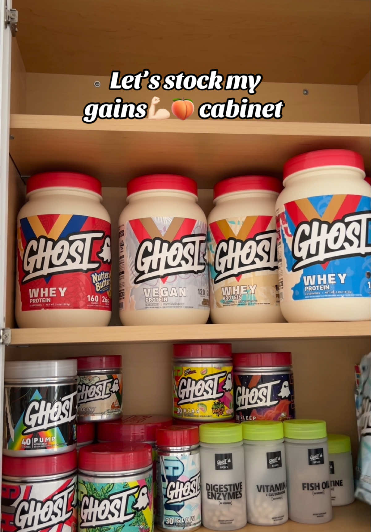 Stock my supplement cabinet w me @GHOST LIFESTYLE cxde BAILEY (20% 0ff) #gains #girlswholift #GymTok #restockwithme #restockasmr #gymgirl #gym #Fitness #supplements #protein 