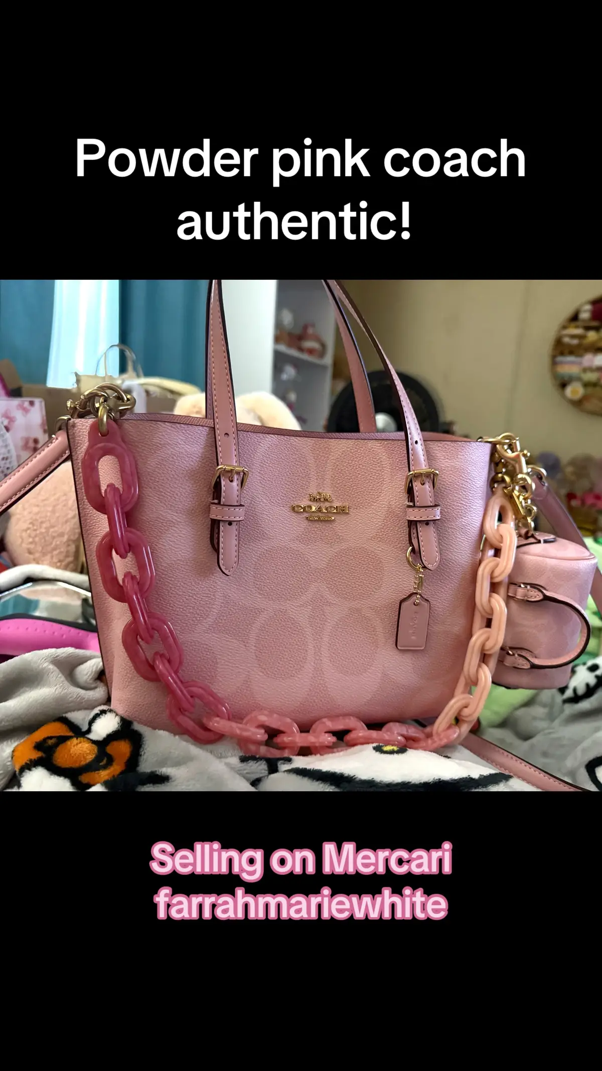 Don’t miss the opportunity to buy this off of me. I have never even used it, and it comes with the chain. Run to my Mercari. Splurge on yourself, girl or or whoever I do not care anybody deserves this pink! :) #powderpinkcoach