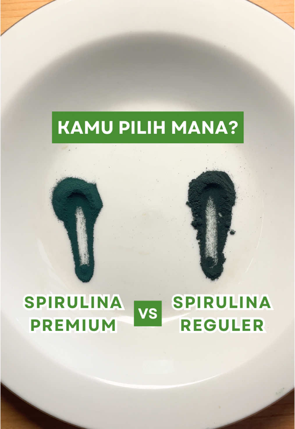Kalian pilih yang mana? Jangan asal pilih, pilih spirulina Albitec yang asli dibudidaya sendiri oleh Albitec dengan menggunakan air tawar yang selalu dijaga kualitasnya💚 #Albitec #MicroalgaeforLife #Spirulina #SpirulinaAslivsSpirulinaPalsu