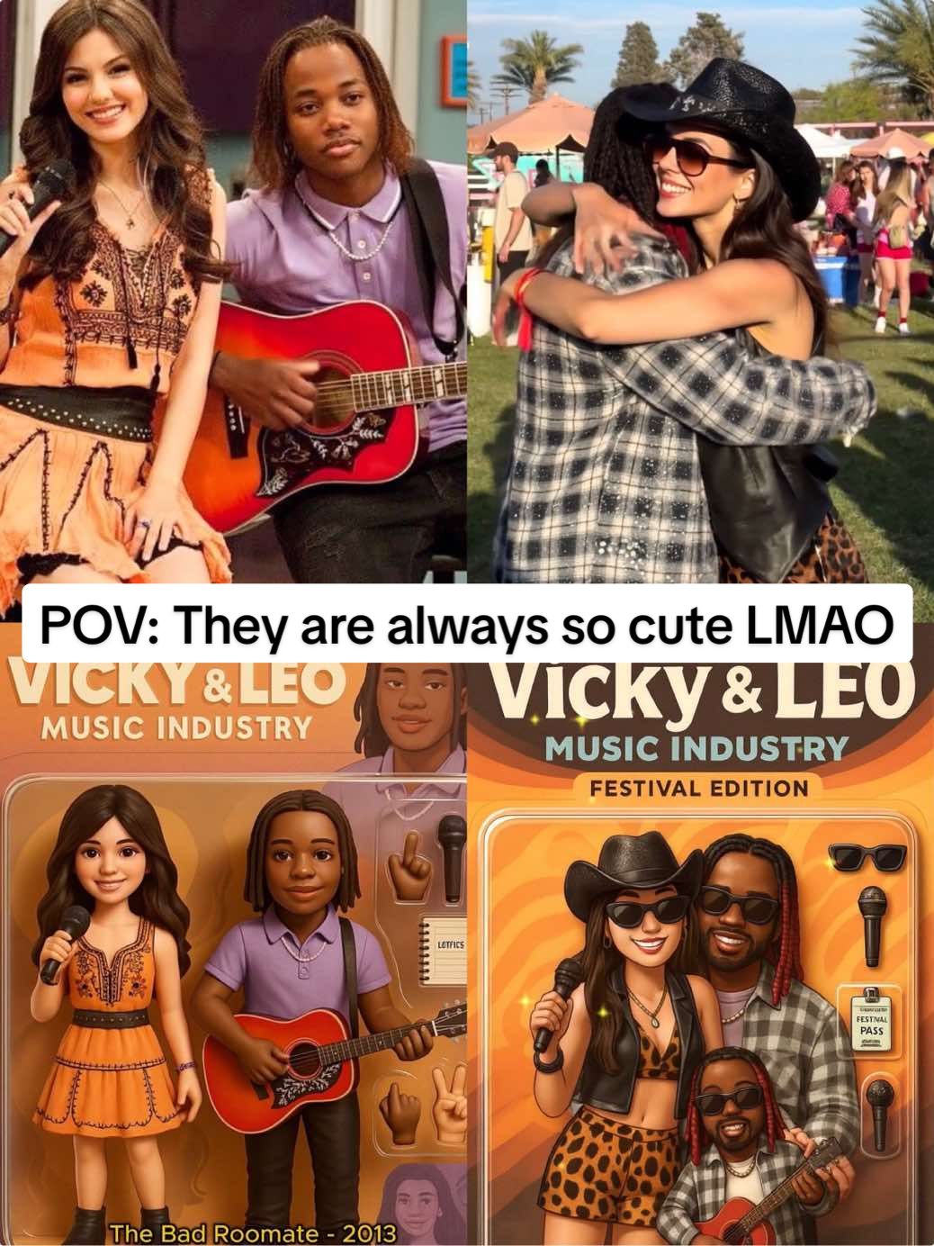 🥹🥹🥹ahhh this is so cute! I listened to their song when I was a teen…#aivideo #aigenerated #funnyvideos #ai #videomaxai #videomax #viralvideo #coachella #coachella2025 #coachellavalley #popmusic #victoriajustice #leonthomas #thebadroommate #victorious #torivega #tori #andreharris #cute #fanfic 