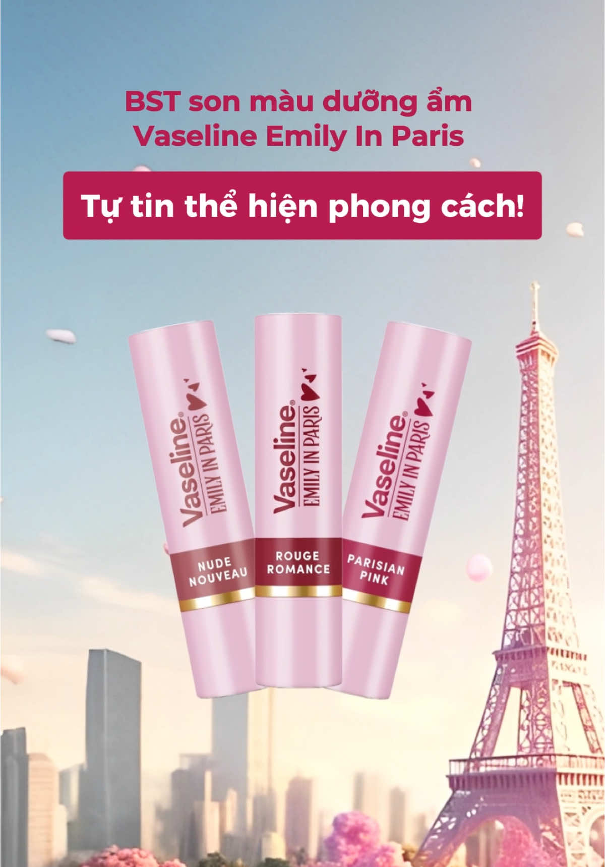 💋Môi căng mọng chuẩn màu nhìn slay như các Parisian luôn nha!  #vaselineemilyinparis #vaseline #emilyinparis #uhuong #fyp #lipstick #parisstyle #BeautyTok #sonmoi 