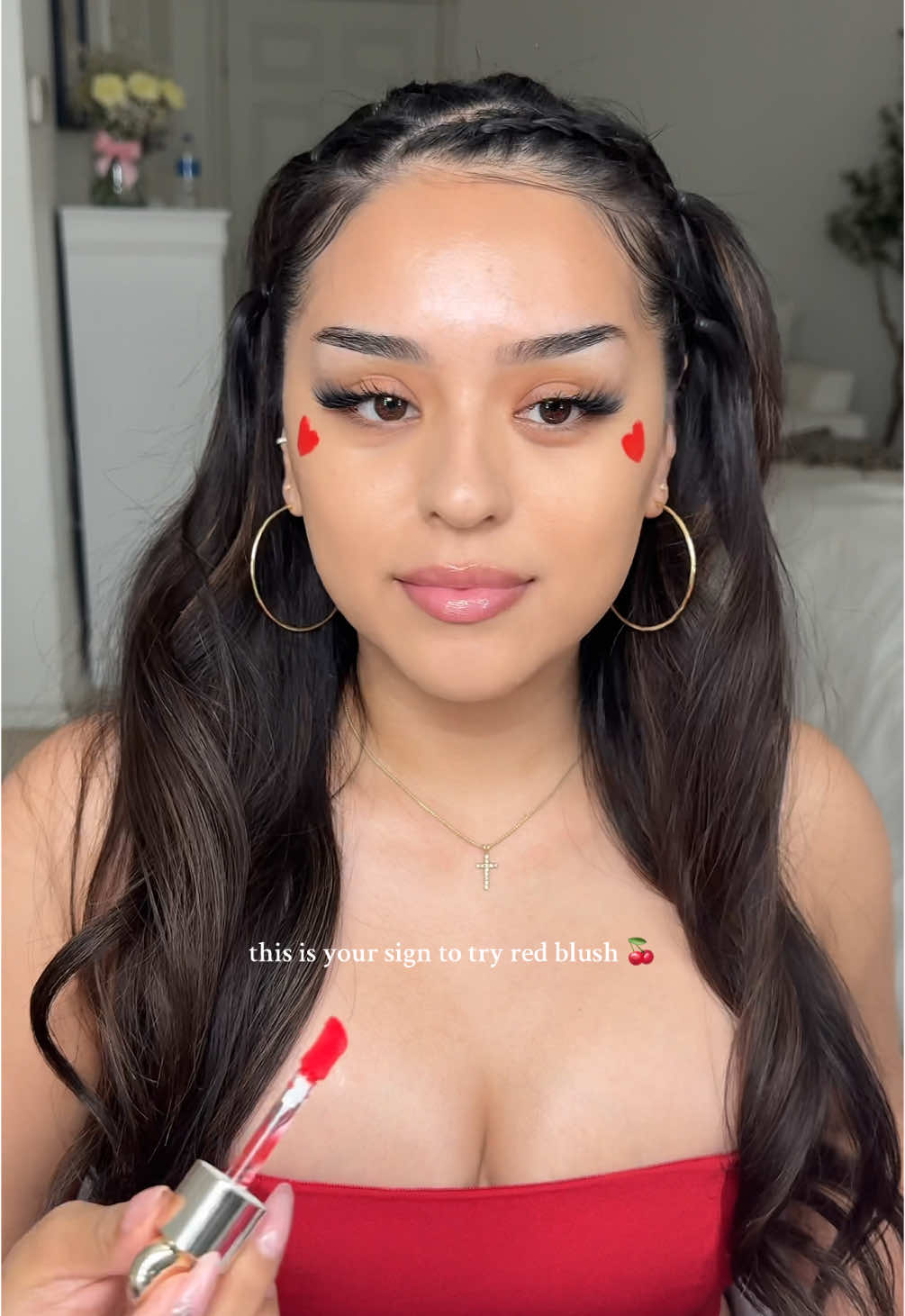 sunkissed all spring + summer ✨✨✨ @Rare Beauty liquid blush + soft pinch matte bouncy blush in ‘grateful’ 🍒 #redblush #blush #blushhack #makeup #makeuphack 