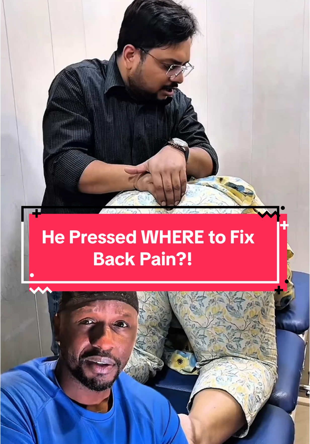 He pressed where to fix her back pain? Look—I’m not here to bash spinal manipulation which can offer relief for some types of back pain. The area he’s pressing is close to the sacroiliac joint, which can be the source of back pain.  But here’s the deal—spinal manipulation has low-level evidence supporting its use, and it should only be considered after a proper medical evaluation to rule out major issues like a fracture or herniated disc. Poll: Do you think pressing your lower back can really fix back pain?  #backpain #spinaladjustment #doctor #medical 