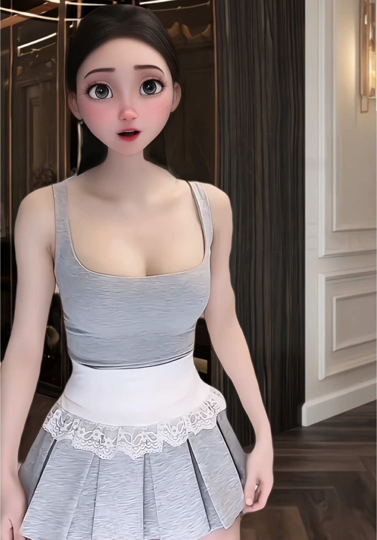 Set áo balo cổ U phối chân váy xếp ly xinh #setvayxinh #xuhuongtiktok 