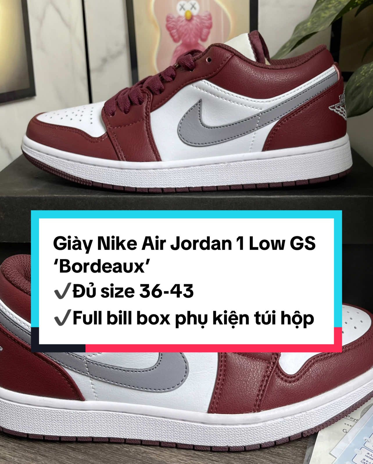 Giày Nike Air Jordan 1 Low GS ‘Bordeaux’  ✔️Đủ size 36-43  ✔️Full bill box phụ kiện túi hộp ✔️Free ship toàn quốc ✔️Đổi trả kiểm tra check hàng thoải mái
️🏆 Uy tín tạo niềm tin  ️☎ zl/ hotline : 0386626669  #Giày #amumu #giayamumu #xuhuong #sneaker #thinhhanh #thịnhhành #jordan #jd 